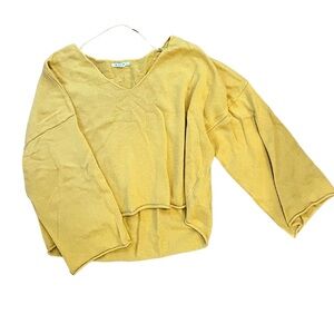 Mustard Yellow V-Neck cropped Sweater